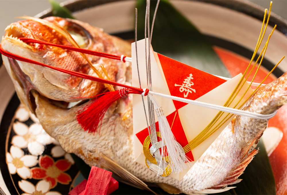 歯固め石付き お食い初め膳 仕出し 白近